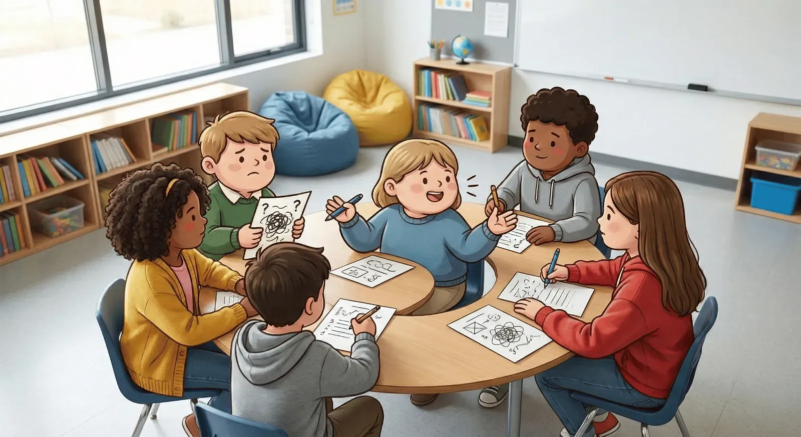 students having a group discussion