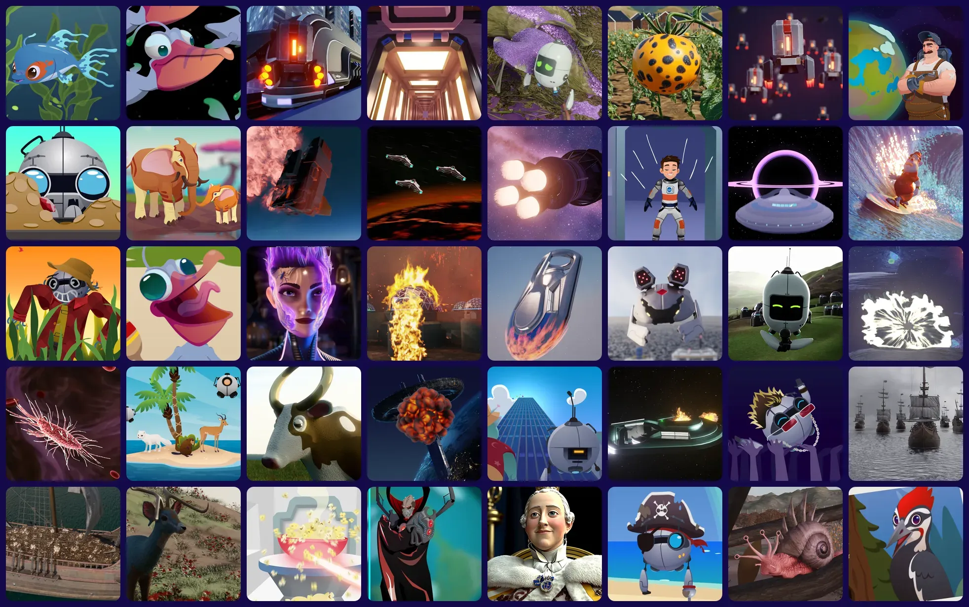 A mosaic of Mission thumbnails from the library.
