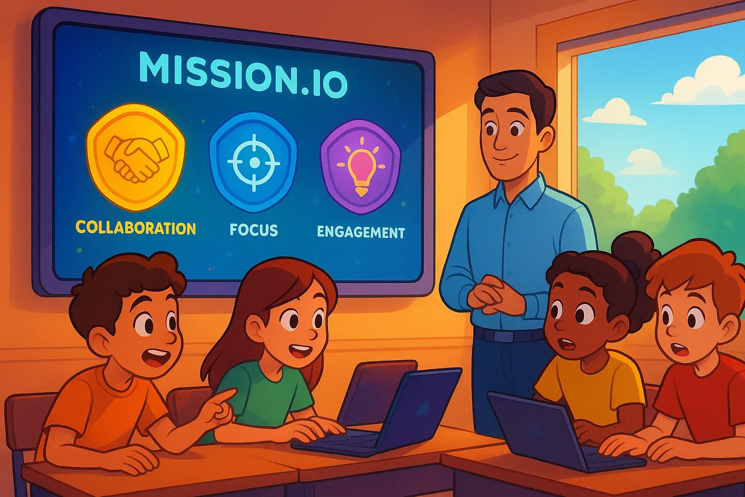 class doing a Mission.io Mission